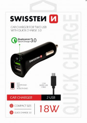 80231280 SWISSTEN CL ADAPTÉR QUICK CHARGE 3.0 A USB 2,4A 18W POWER + KABEL MICRO USB Auto Petr